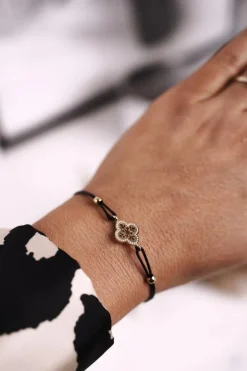 Discount Bransoletka Złota Koniczynka Czarny Sznurek Truelove Bransoletki