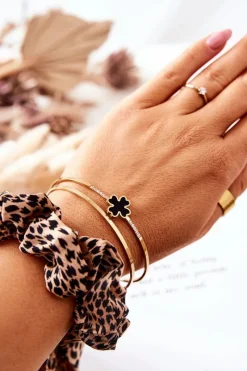 Bransoletki>Boto Bransoletki Stalowe Koniczyna Złoto-Czarne