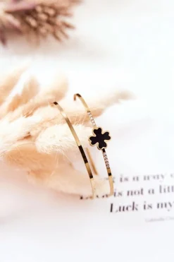 Bransoletki>Boto Bransoletki Stalowe Koniczyna Złoto-Czarne