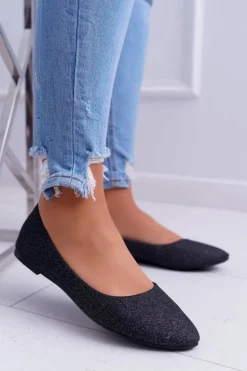 Boto Brokatowe Baleriny Czarne Tiffy