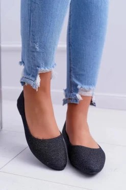 Boto Brokatowe Baleriny Czarne Tiffy