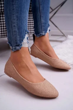 Baleriny Klasyczne></noscript>Boto Brokatowe Baleriny Różowe Złoto Tiffy
