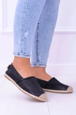 Sale Brokatowe Espadryle Lu Boo Czarne Damskie Czarne Espadryle