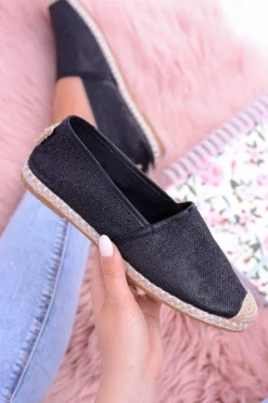 Sale Brokatowe Espadryle Lu Boo Czarne Damskie Czarne Espadryle
