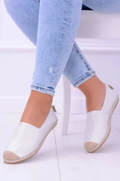 Czarne Espadryle>Boto Brokatowe Espadryle Lu Boo Białe