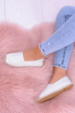 Czarne Espadryle>Boto Brokatowe Espadryle Lu Boo Białe