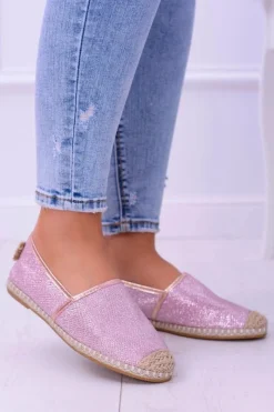 Czarne Espadryle></noscript>Boto Brokatowe Espadryle Lu Boo Różowe