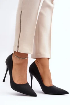 Czółenka Klasyczne>Boto Brokatowe Szpilki Czarne Tiberona