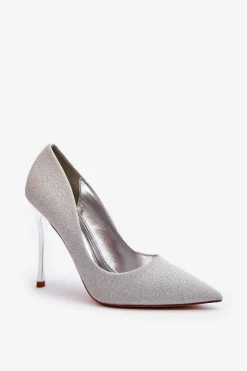 Czółenka Klasyczne>Boto Brokatowe Szpilki Srebrne Tiberona