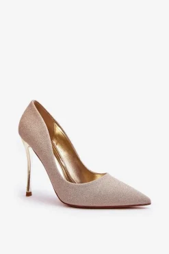 Best Boto Brokatowe Szpilki Złote Tiberona