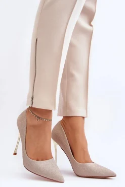 Best Boto Brokatowe Szpilki Złote Tiberona