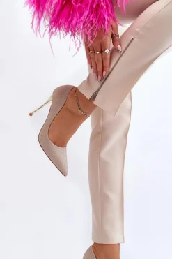 Best Boto Brokatowe Szpilki Złote Tiberona