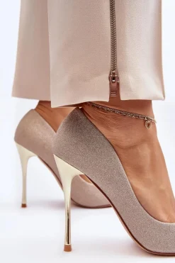 Best Boto Brokatowe Szpilki Złote Tiberona