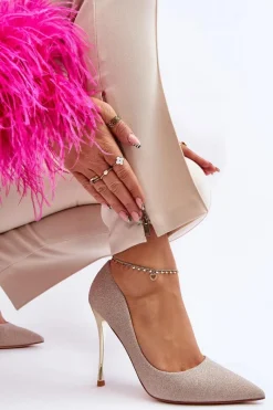 Best Boto Brokatowe Szpilki Złote Tiberona