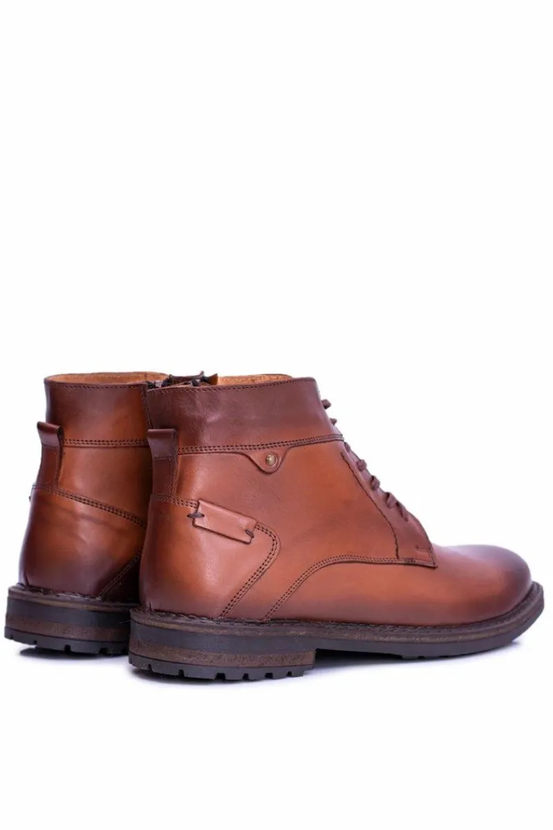 New Brązowe Botki Męskie Skórzane Ocieplane Trzewiki Devenor Męskie Botki Męskie