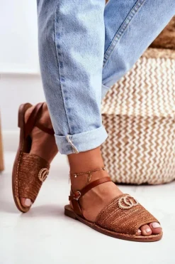 Sandały Płaskie><noscript><img width=