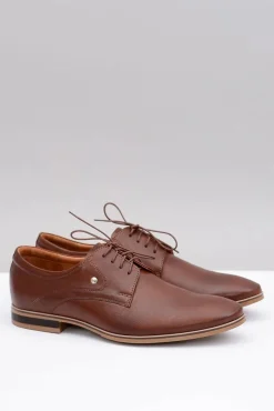 Discount Brązowe Eleganckie Skórzane Półbuty Refugio Męskie Półbuty Casual