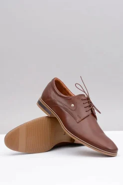 Discount Brązowe Eleganckie Skórzane Półbuty Refugio Męskie Półbuty Casual