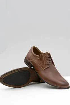 Online Brązowe Skórzane Eleganckie Półbuty Massimiliano Męskie Półbuty Eleganckie