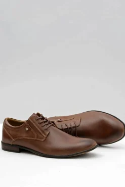 Online Brązowe Skórzane Eleganckie Półbuty Massimiliano Męskie Półbuty Eleganckie