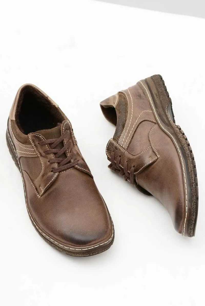 Boto Brązowe Skórzane Męskie Ocieplane Półbuty Ernesto Na Zimę