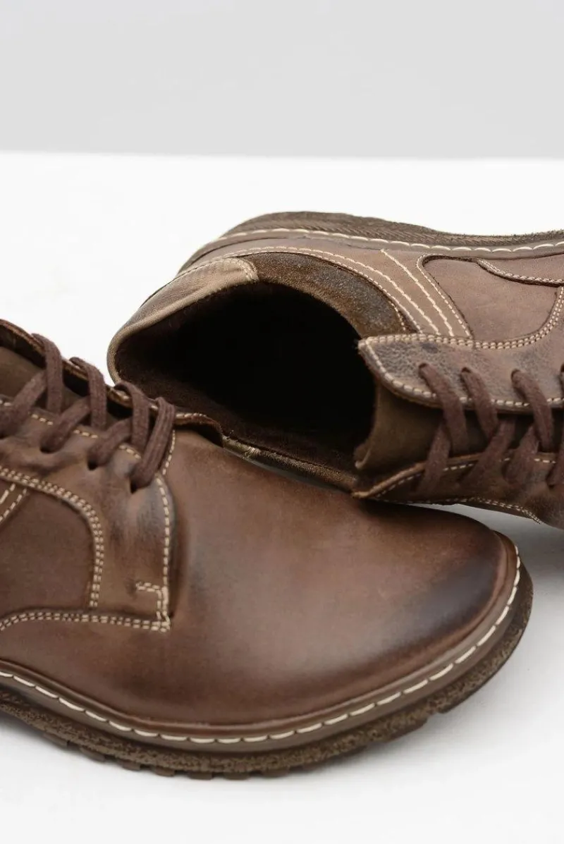 Boto Brązowe Skórzane Męskie Ocieplane Półbuty Ernesto Na Zimę