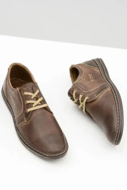 Clearance Brązowe Skórzane Męskie Półbuty Marko Męskie Półbuty Casual