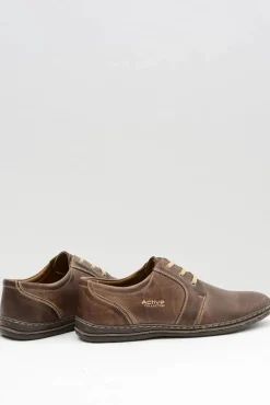 Clearance Brązowe Skórzane Męskie Półbuty Marko Męskie Półbuty Casual