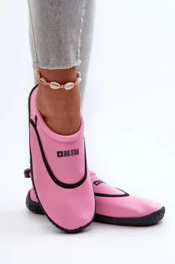 Discount Buty Do Wody Damskie Różowe Big Star NN274A800 Damskie Trampki Damskie Slip-On