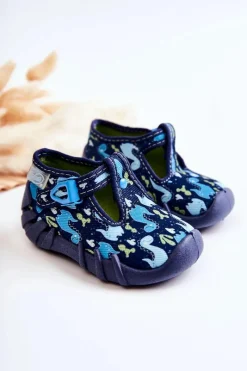 Chłopięce>BEFADO Buty Papcie Dinozaury 110P448 Granatowe