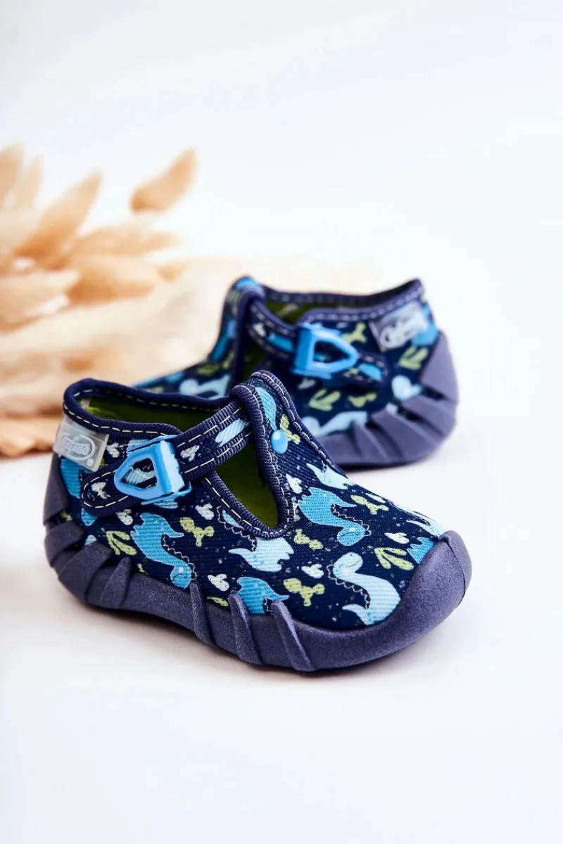 Chłopięce>BEFADO Buty Papcie Dinozaury 110P448 Granatowe