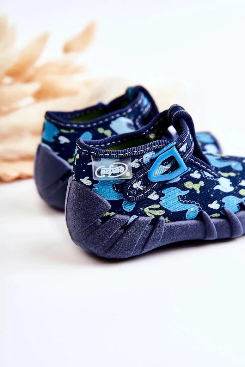 Chłopięce>BEFADO Buty Papcie Dinozaury 110P448 Granatowe