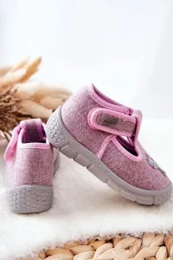 New Buty Papcie Kotek 531P084 Różowe Dzieci Dziewczęce