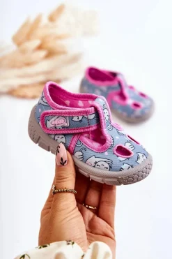 Clearance BEFADO Buty Papcie Kotki 533P014 Niebiesko-Różowe