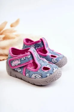 Clearance BEFADO Buty Papcie Kotki 533P014 Niebiesko-Różowe
