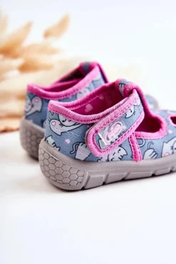 Clearance BEFADO Buty Papcie Kotki 533P014 Niebiesko-Różowe