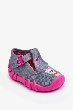 Chłopięce>BEFADO Buty Papcie Kotki 110P480 Szaro-Różowe