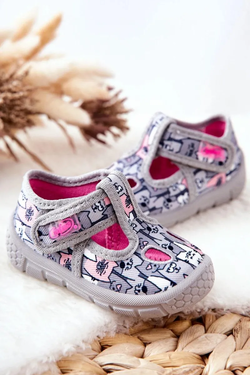 Dziewczęce>BEFADO Buty Papcie Kotki 533P019 Szare