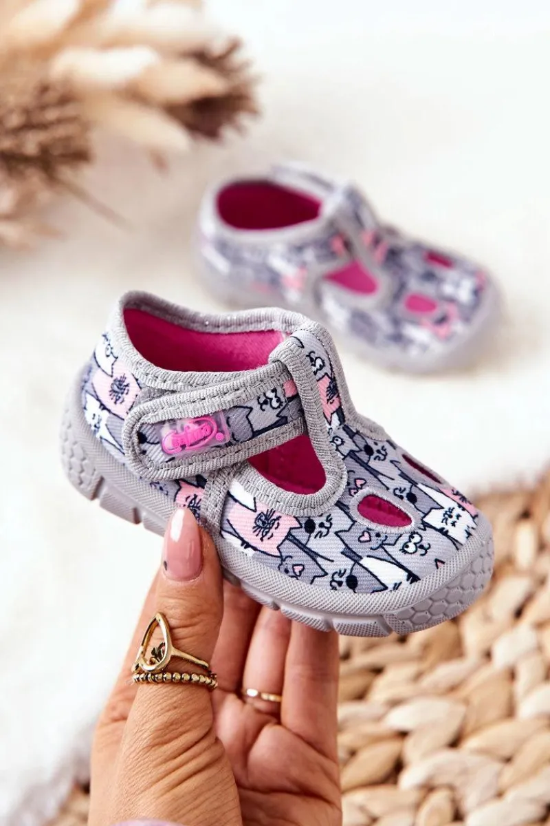 Dziewczęce>BEFADO Buty Papcie Kotki 533P019 Szare