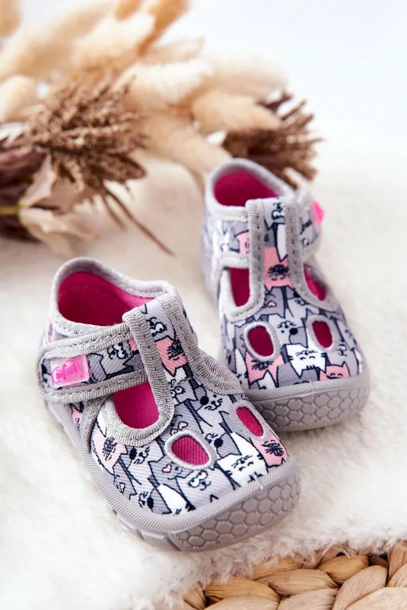 Dziewczęce>BEFADO Buty Papcie Kotki 533P019 Szare