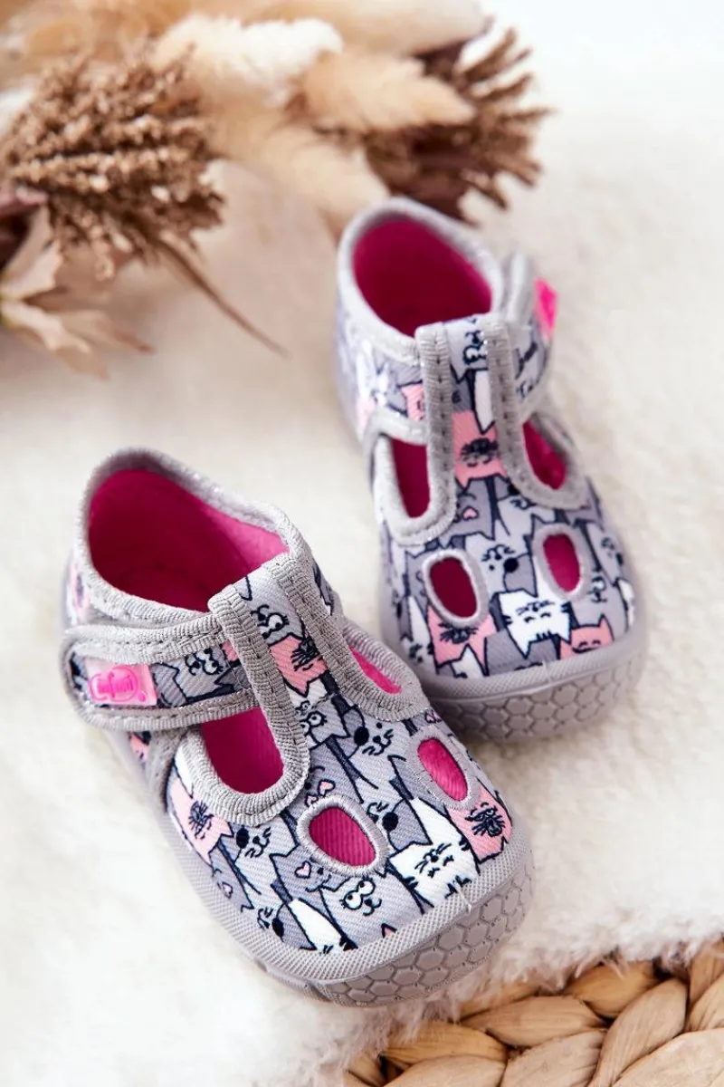 Dziewczęce>BEFADO Buty Papcie Kotki 533P019 Szare
