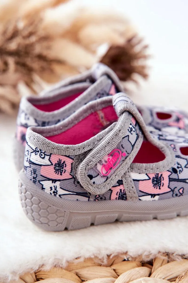 Dziewczęce>BEFADO Buty Papcie Kotki 533P019 Szare