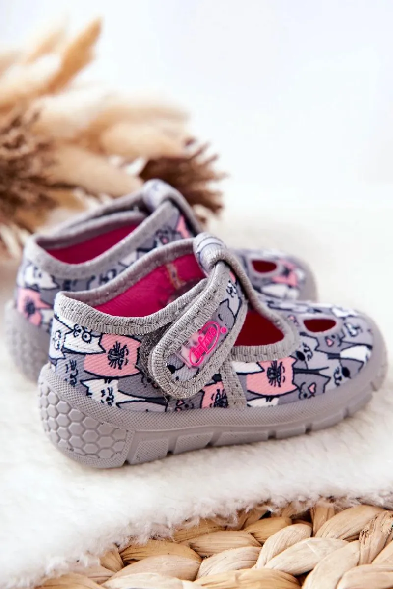 Dziewczęce>BEFADO Buty Papcie Kotki 533P019 Szare