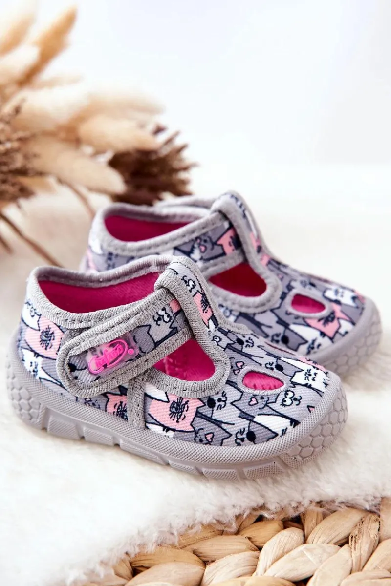 Dziewczęce>BEFADO Buty Papcie Kotki 533P019 Szare