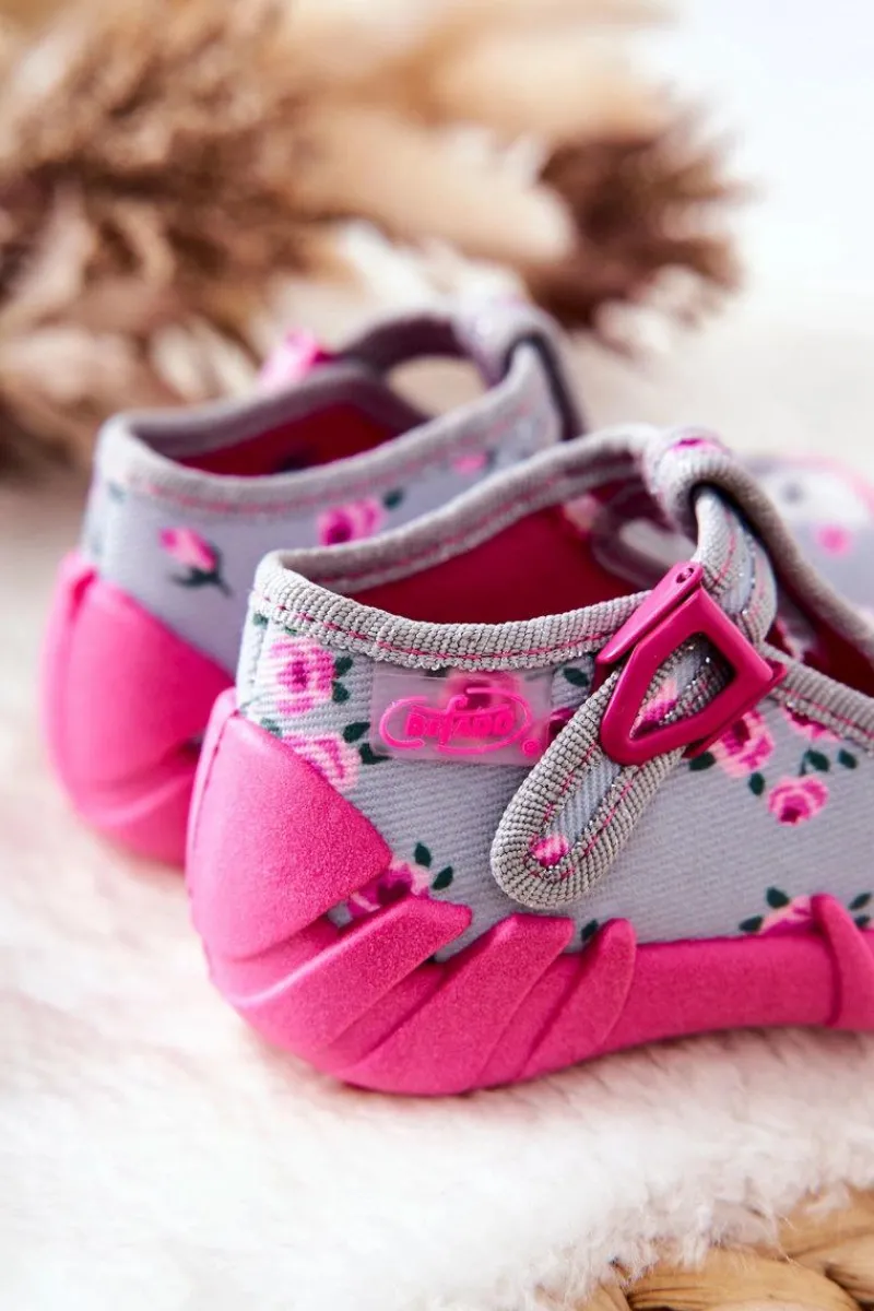 Dziewczęce>BEFADO Buty Papcie Króliczek 110P425 Szaro-Różowe
