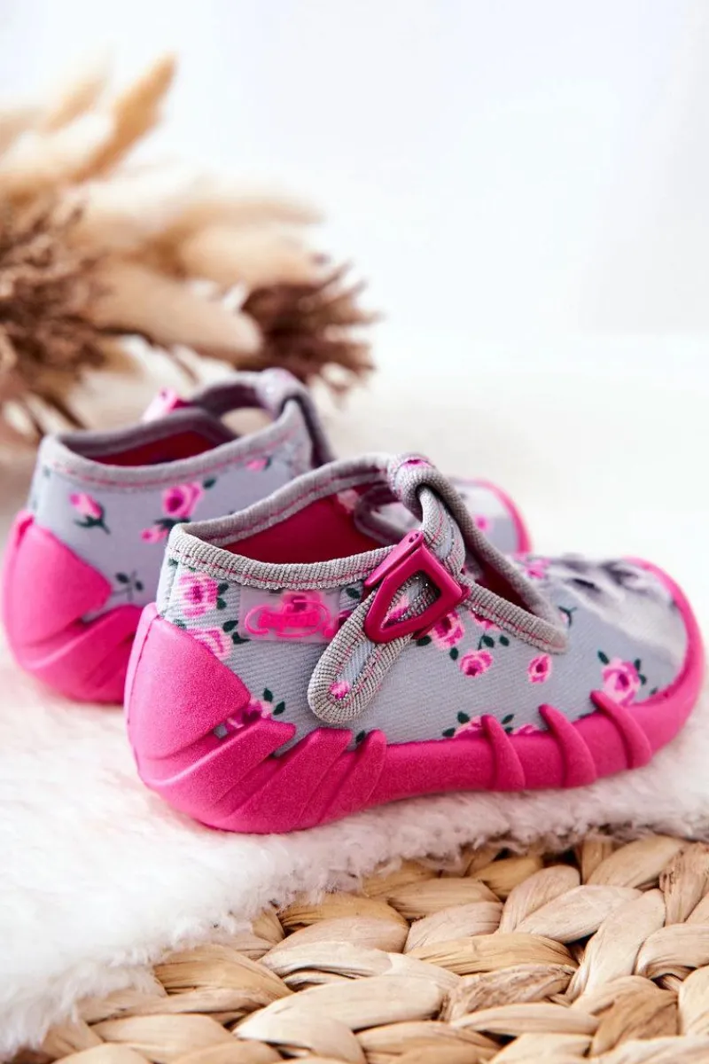 Dziewczęce>BEFADO Buty Papcie Króliczek 110P425 Szaro-Różowe