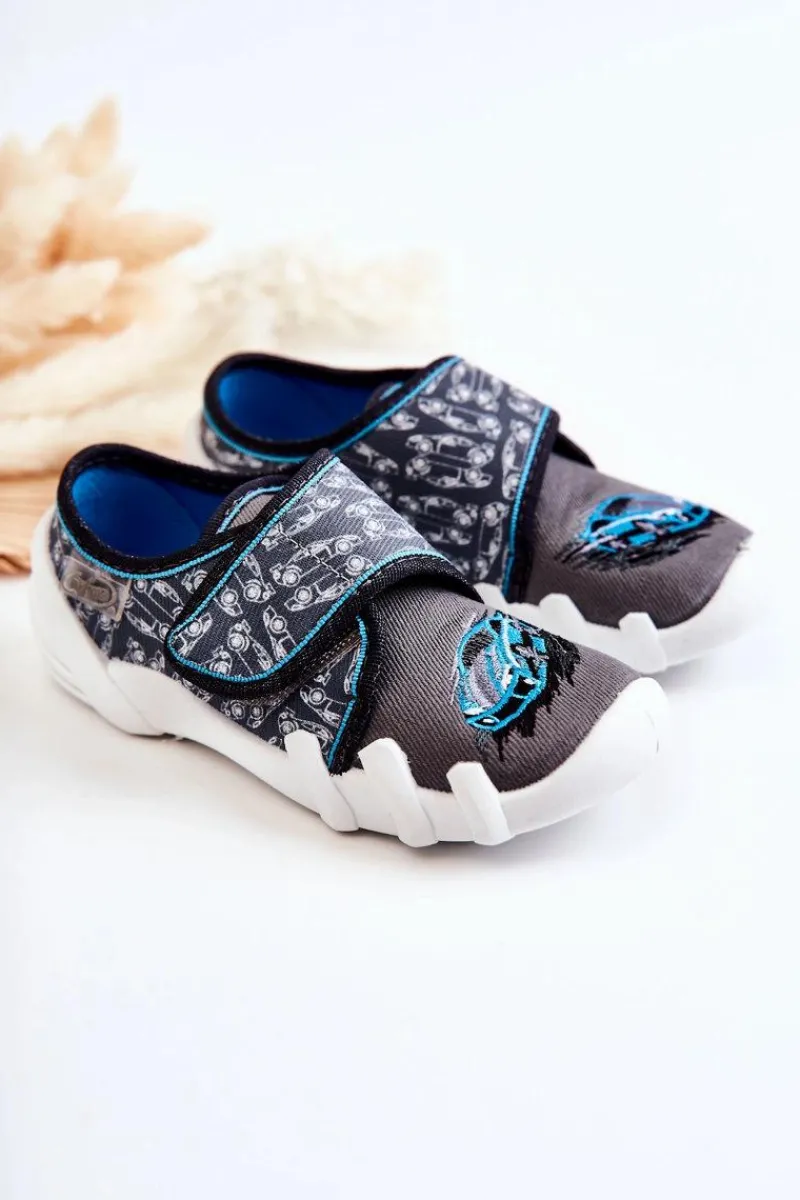 Hot BEFADO Buty Papcie Na Rzep Samochodzik 273X339 Szaro-Niebieskie