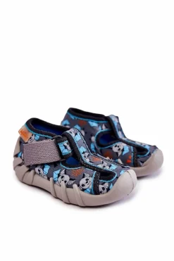 Chłopięce>BEFADO Buty Papcie Na Rzep 190P104 Niebiesko-Szare