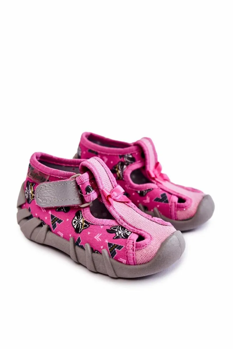 Clearance Buty Papcie Na Rzep 190P102 Różowe Dzieci Dziewczęce