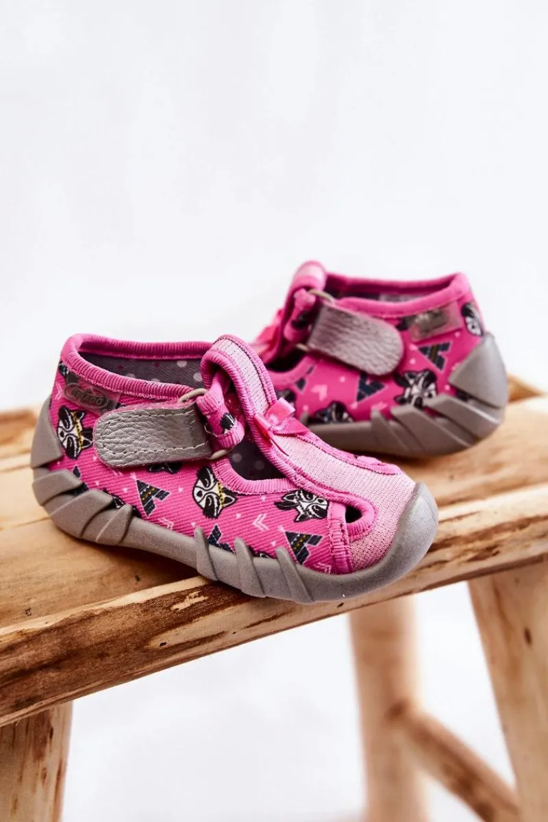 Clearance Buty Papcie Na Rzep 190P102 Różowe Dzieci Dziewczęce